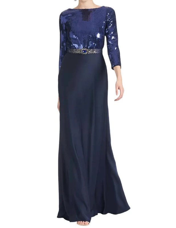 Fashion Essentials Vibrant Prints Christabel Gown In Sapphire/midnight