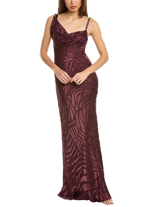 Flash Sale Starts Elegant Attire Alberta Ferretti Satin Burnout Silk-Blend Gown