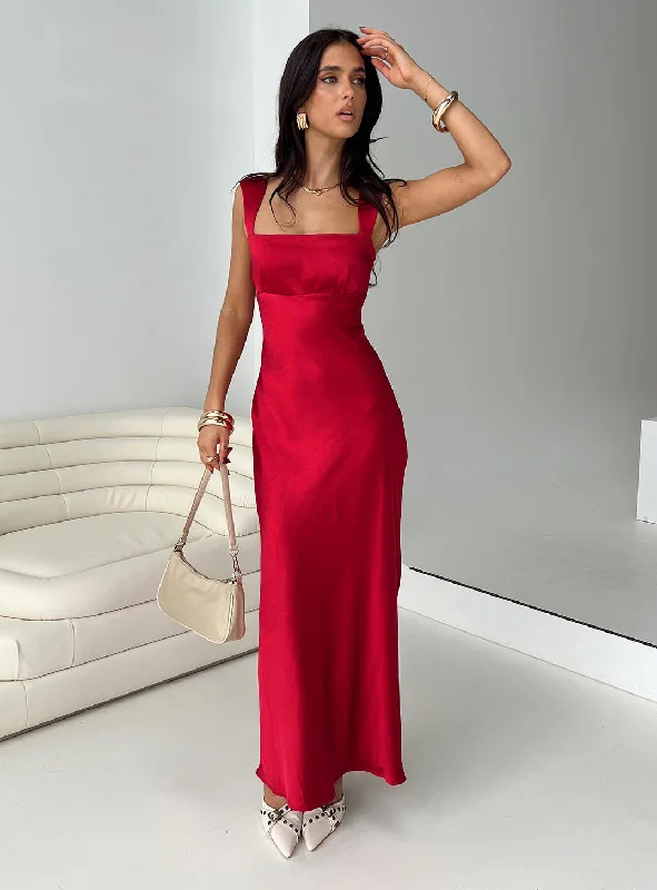 High-End Style Discounts Exquisite Craftsmanship Radioactive Bias Cut Maxi Dress Red