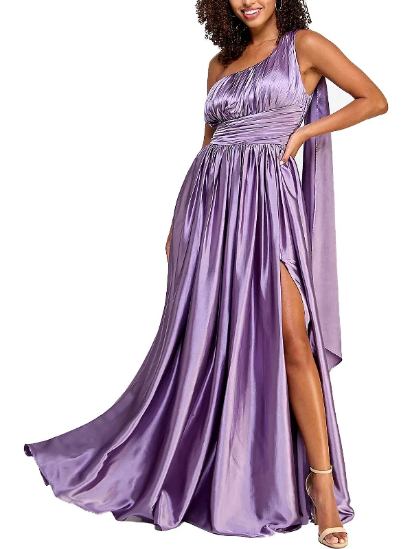 Huge Discounts This Week Luxury Style Juniors Womens Satin One Shoulder Evening Dress