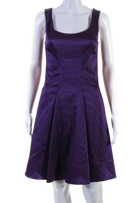 Limited Stock, Big Discounts Chic Sophistication ZAC Zac Posen Womens Betty Ribbed Satin Swing Dress Purple