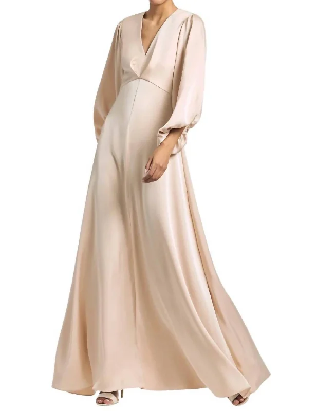 Sophisticated Fashion Graceful Drape Jenny Gown In Champagne