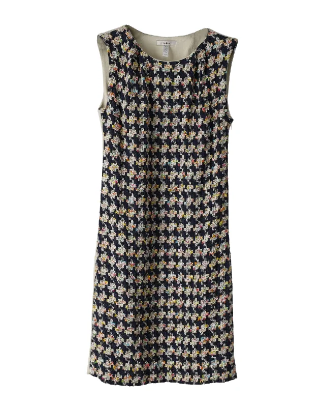 Dive Into Trendy Styles Floral Style Erdem Sleeveless Tweed Sheath Dress in Multicolor Polyester