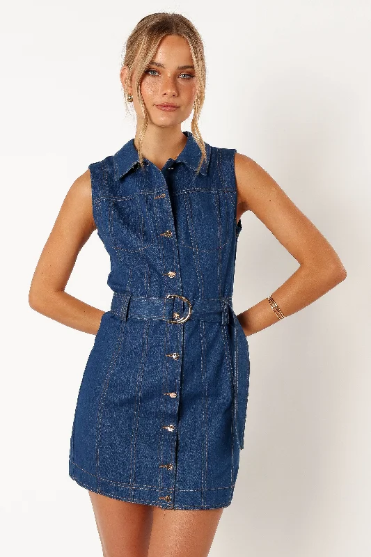 Sleek Style Discounts Chic Allure Parker Mini Dress - Denim