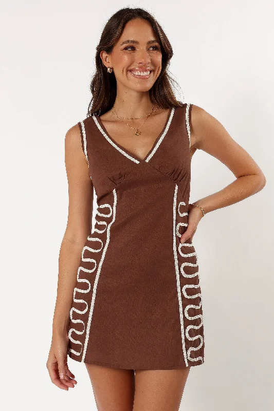 Hurry Before It'S Gone Effortless Grace Alexa Mini Dress - Chocolate