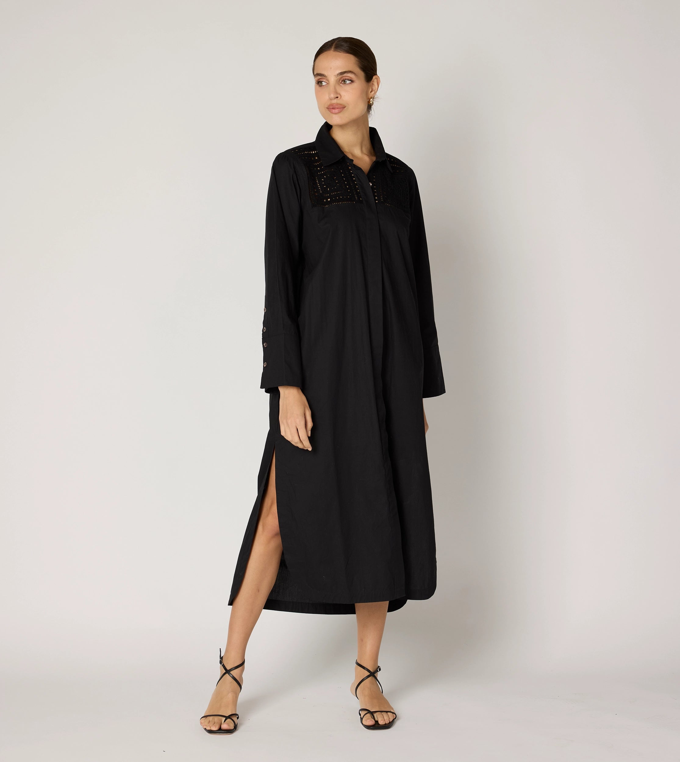 Chic & Modern Sales Flowing Silhouette Bailey Midi Dress | Black