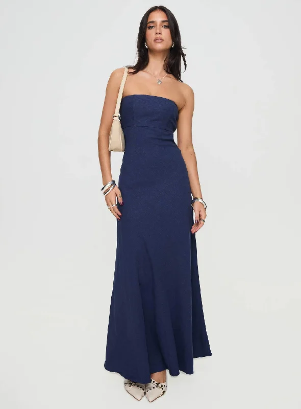 Urban Elegance Deals Modern Romance Yahir Strapless Maxi Dress Navy