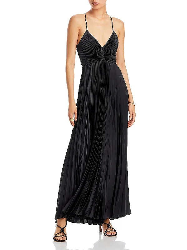 Trendy Threads Elegant Details Aries Womens Satin Open Back Evening Dress