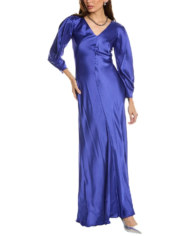 Spring Offer Dreamy Draping Alberta Ferretti Satin Silk Gown