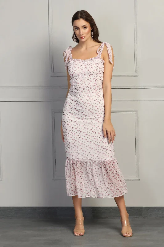 Classic Chic Deals Summer Fashion Sweet Blossom Midi Dress in Pink