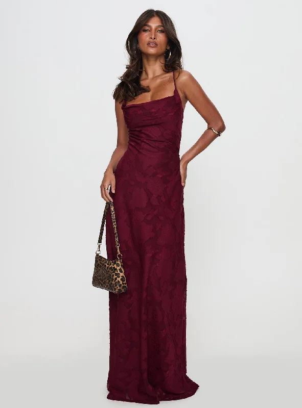 Elevated Casual Discounts Elegant Ensemble Celena Maxi Dress Burgundy