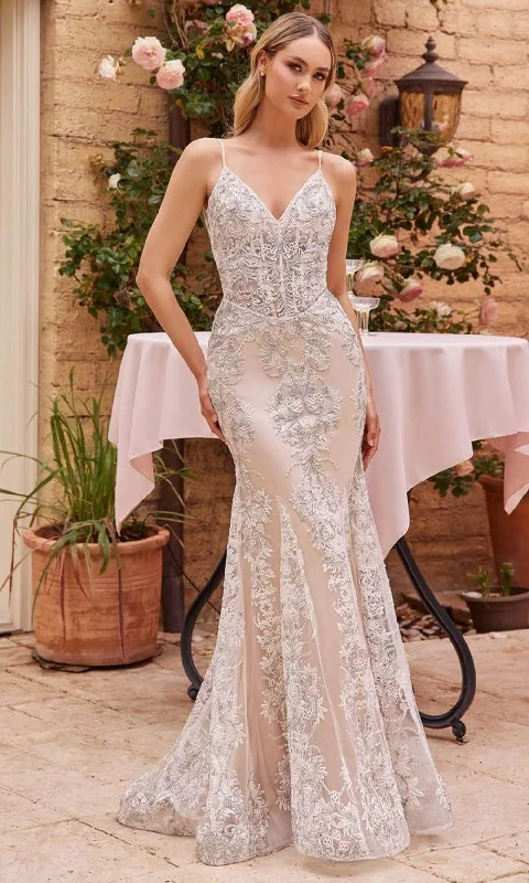 Shop The Hottest Deals Flowing Silhouette Ladivine J859W - Sleeveless Embroidered Bridal Gown