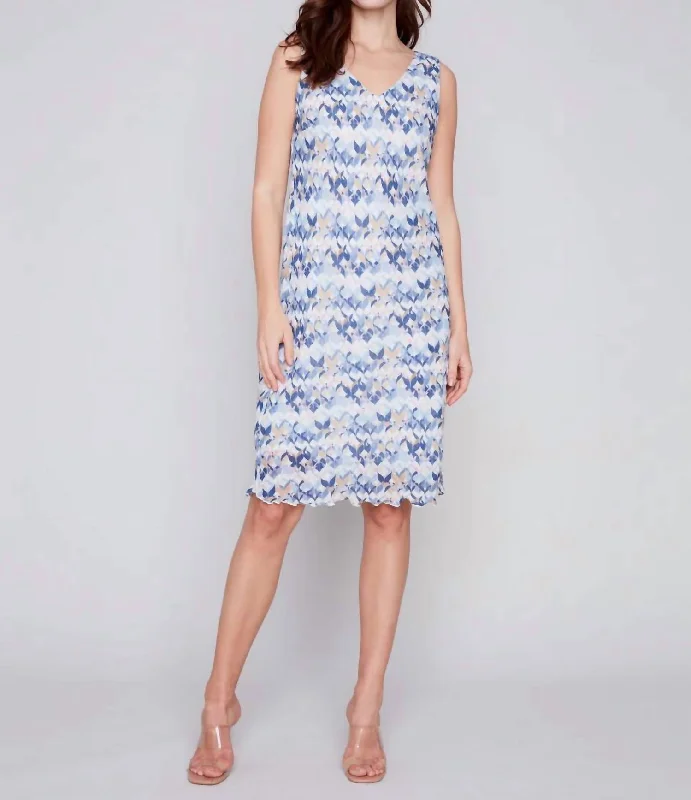 Ends Soon Elegant Ensemble Sleeveless Printed Dress In Abstract