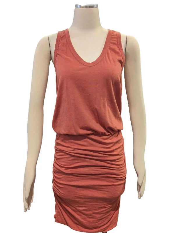 Stay Ahead In Style Vintage Elegance U Neck Sleeveless Dress Mini In Rust