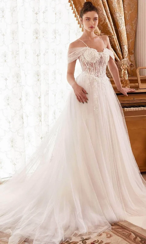 Season Offer Polished Finish Cinderella Divine WN307 - Off-Shoulder Bridal Dress with Embellishments