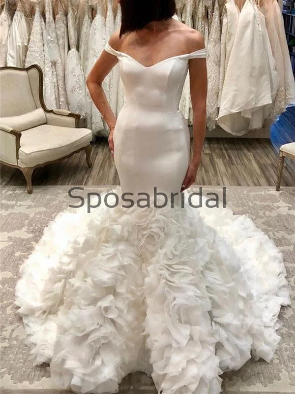 Latest Fashion Graceful Cut Mermaid Unique Off the Shoulder Elegant Vintage Wedding Dresses WD0488