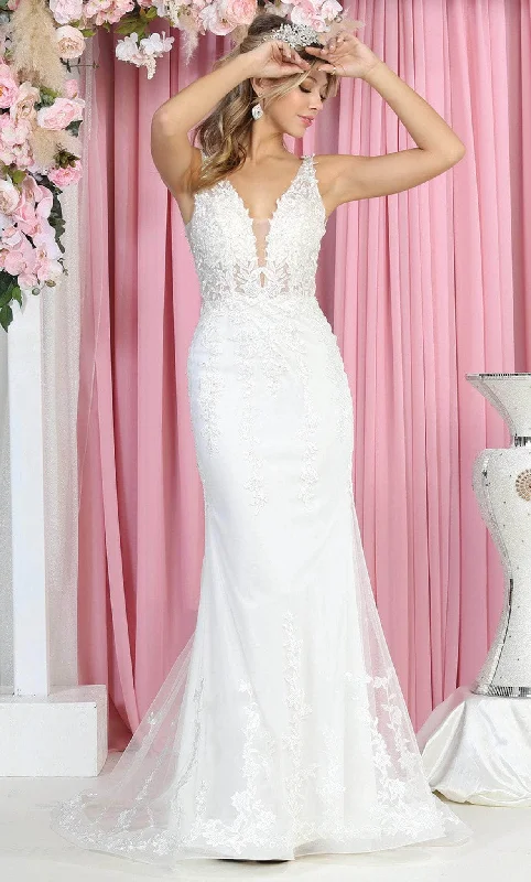 Exclusive Discounts Effortless Comfort May Queen RQ7889 - V Neck and Back Bridal Dress