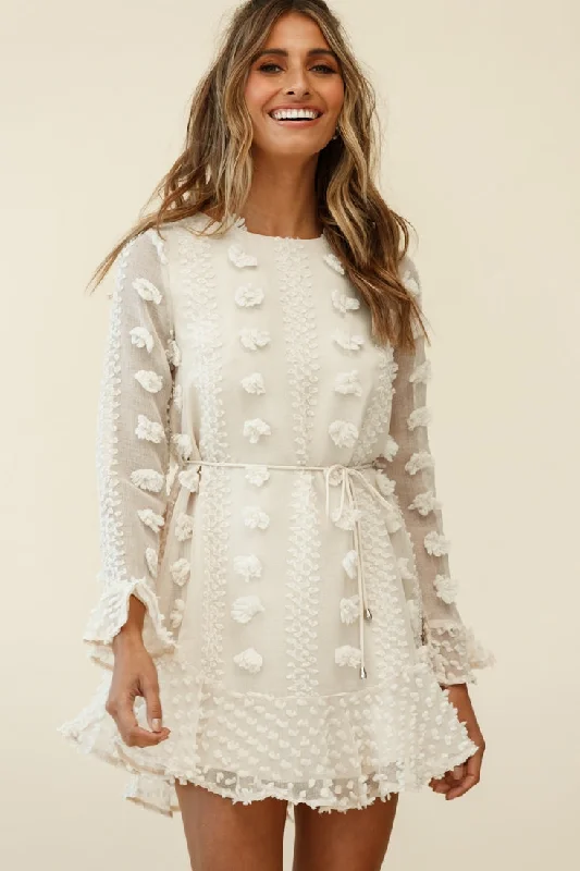 Get The Latest Trends Exquisite Craftsmanship Montville Long Sleeve Embellished Dress Beige