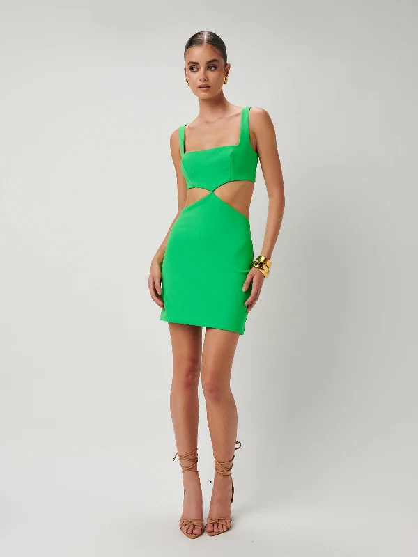 Stylish Looks Effortless Grace Laia Mini Dress - Lush Green