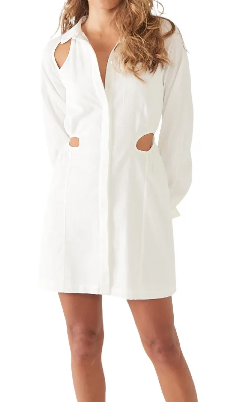 Crazy Price Slashing Elevated Style Glimpse Mini Shirt Dress In Ivory