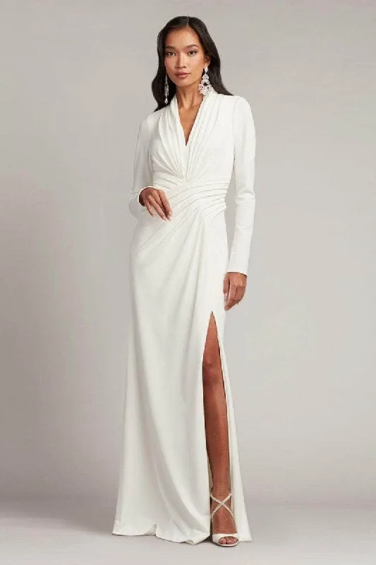 Limited Time Offer Minimalist Chic Tadashi Shoji BOS20807LBR - Long Sleeve Pleated Bridal Gown