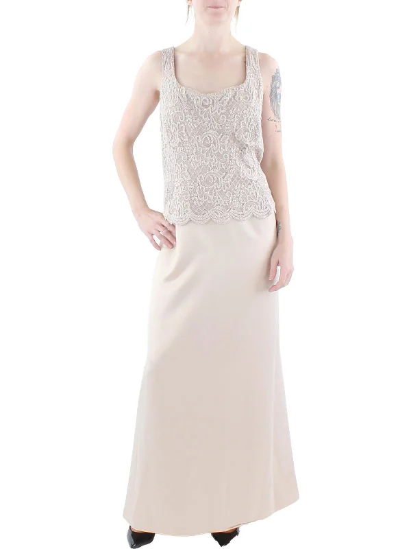 Chic Trends Unveiled Elegant Contour Plus Womens Lace Sleeveless Evening Dress