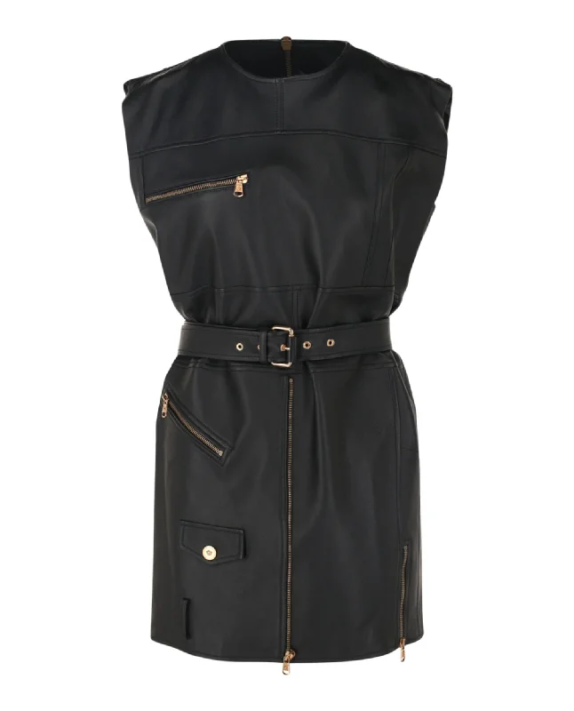 Easy Elegance Sales Contemporary Elegance Sleeveless Leather Dress