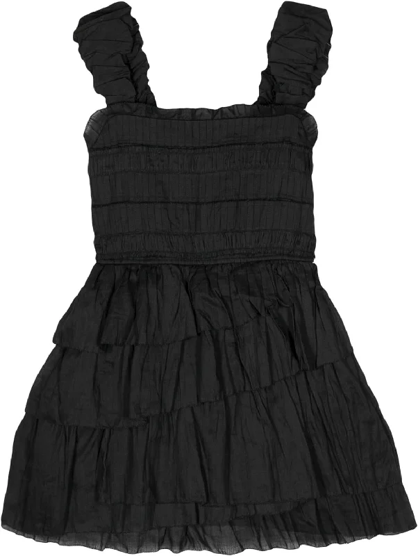 Classy Style Discounts Graceful Movement Sea Ny Cole Smocked Ramie Sleeveless Tiered Dress, Black