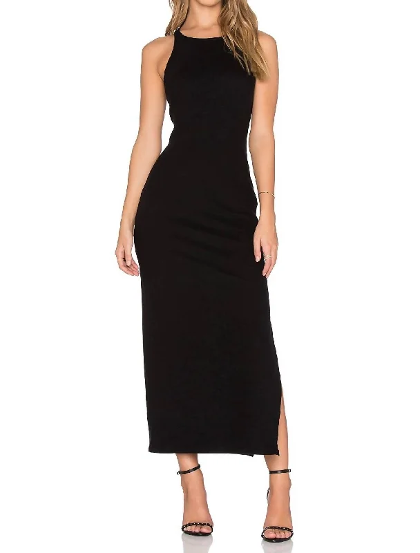 Mega Sales Feminine Grace Sleeveless Side Split Dress In Black