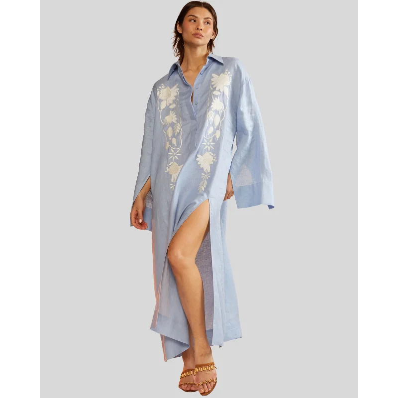 Stupidly Low Prices Feminine Grace EMBROIDERED HEMP SHIRT DRESS