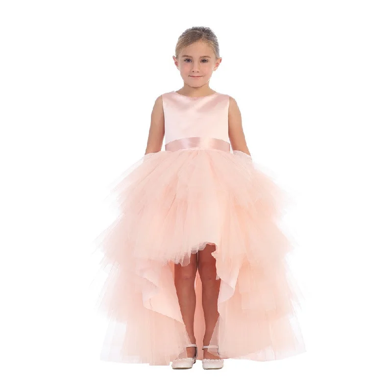 Luxury Fashion Discounts Vintage Charm Big Girls Blush Hi-Low Multi Level Ruffle Tutu Junior Bridesmaid Dress 8-16