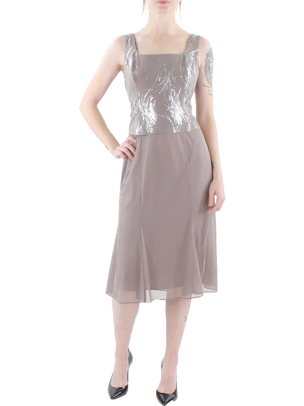 Chic & Cozy Collection Graceful Movement Petites Womens Sequined Sleeveless Cocktail and Party Dress