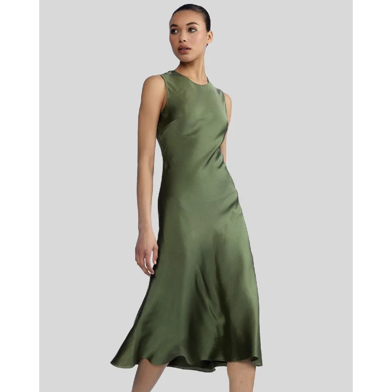 Snag Fabulous Fashion Bargains Seasonal Trend SILK BIAS SLEEVELESS DRESS