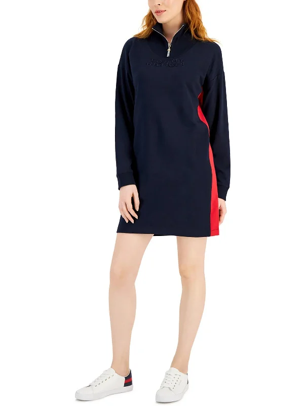 Dive Into Trendy Styles Timeless Elegant Womens Knit Mock Neck Sweatshirt Dress