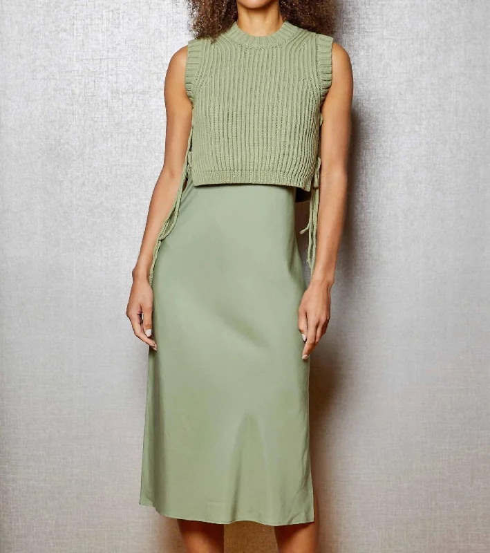 Playful Fashion Offers Elegant Attire Jess Sleeveless Combo In Matcha