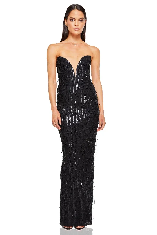 Boutique Styles Bold Silhouette Nookie Karma Gown - Black