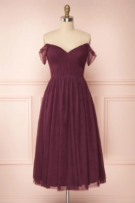 Limited Time Deal Graceful Movement Odette Wine | Midi Tulle Dress