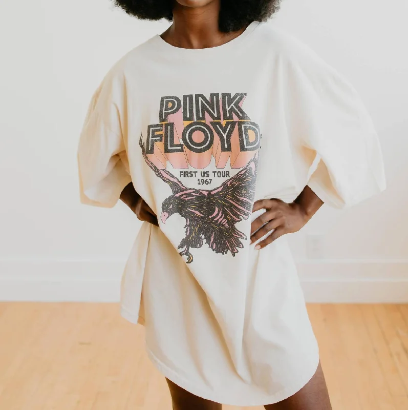 Ride The Style Wave Chic Sophistication Pink Floyd First Us Tour Oversized T-Shirt Dress In White