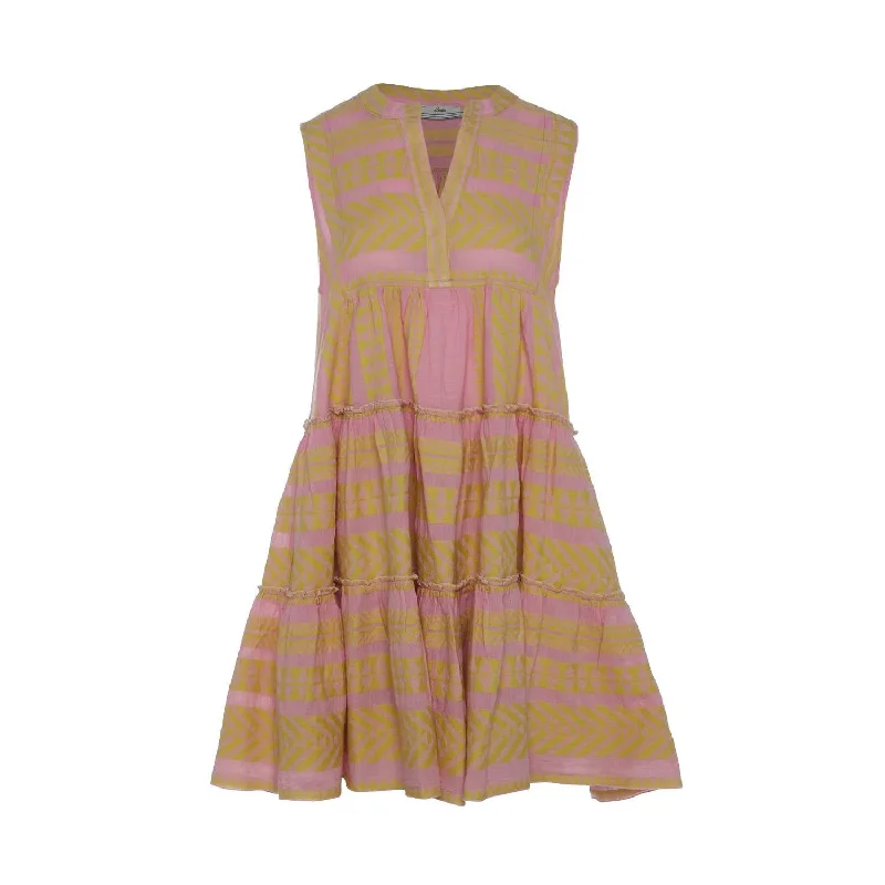 Unleash Your Trendy Side Feminine Grace Ella Sleeveless Dress In Yellow/pink